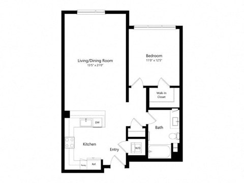 a floor plan of a unit with a bedroom and a living room